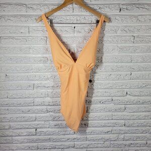 Old Navy Womens Swimsuit Extra Large One Piece Orange Lined Criss Cross ORA12E